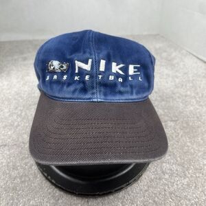 Vintage Nike Basketball Snapback Baseball Cap Blue Black Embroidered 90s Y2K